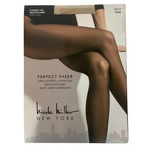 Nicole Miller Perfect Sheer Pantyhose EF XL Control Top Nude Reinforced Toes
